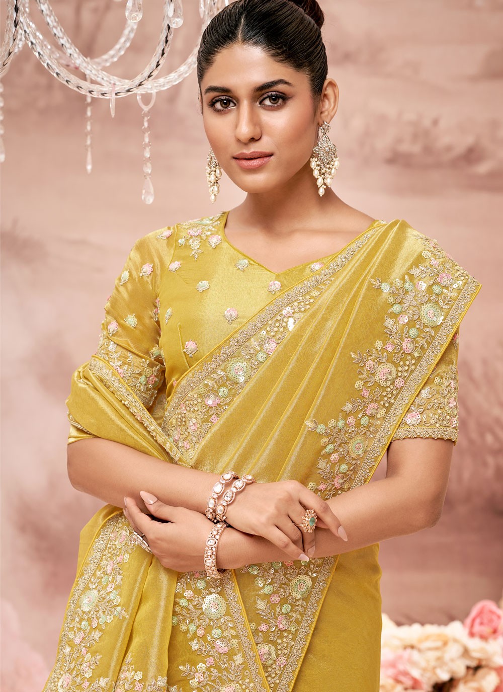 Classic Embroidered Viscose Saree - S8876