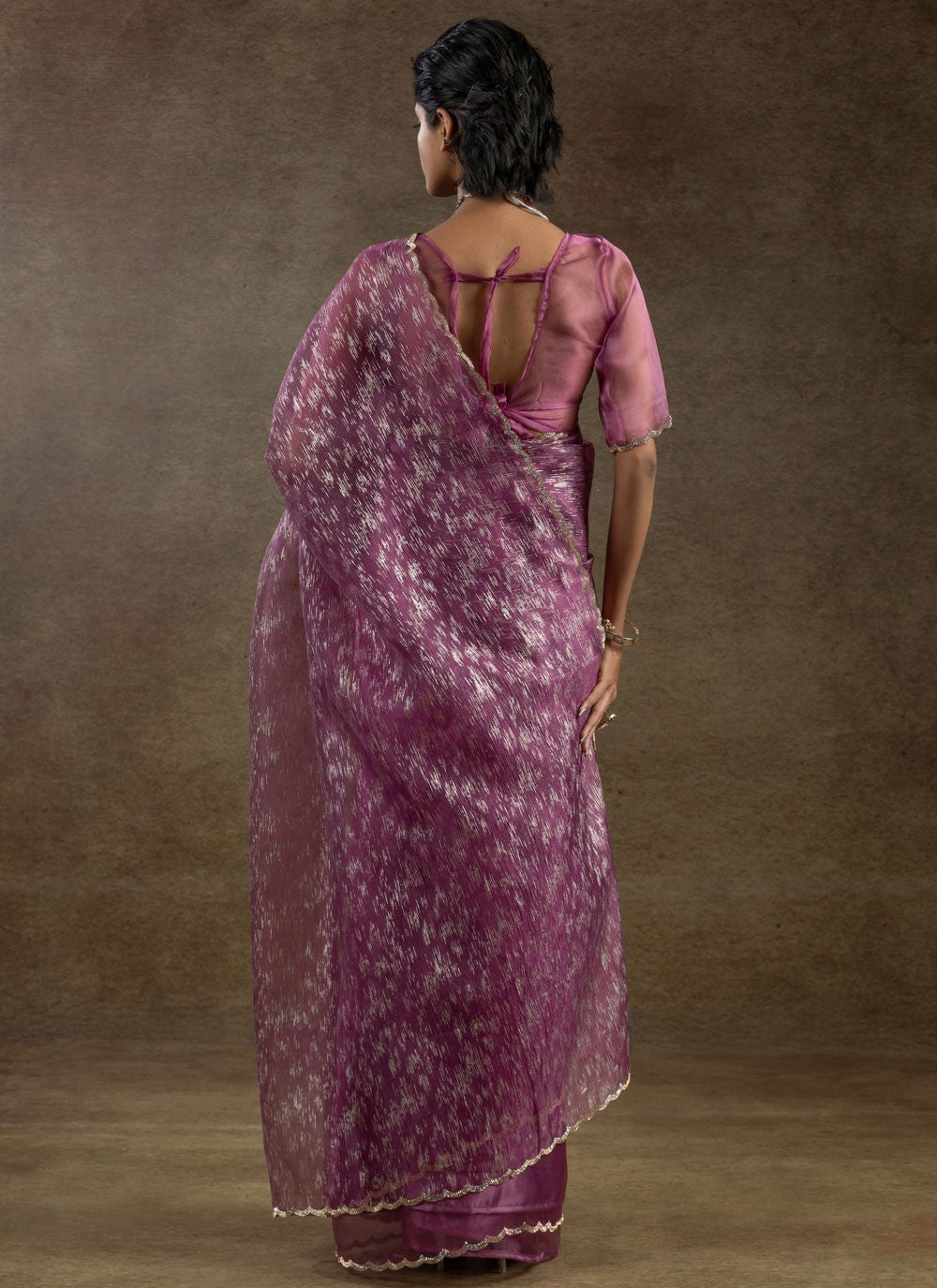 Cut Work Crush Purple Contemporary Saree S15579