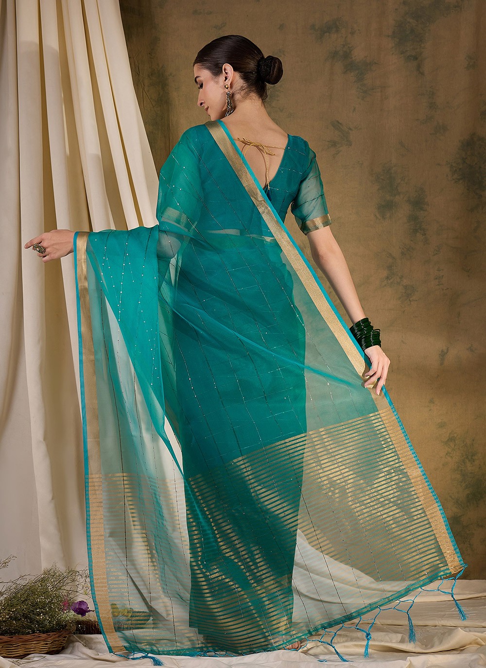 Casual Sequins Organza, Silk Saree - S6993