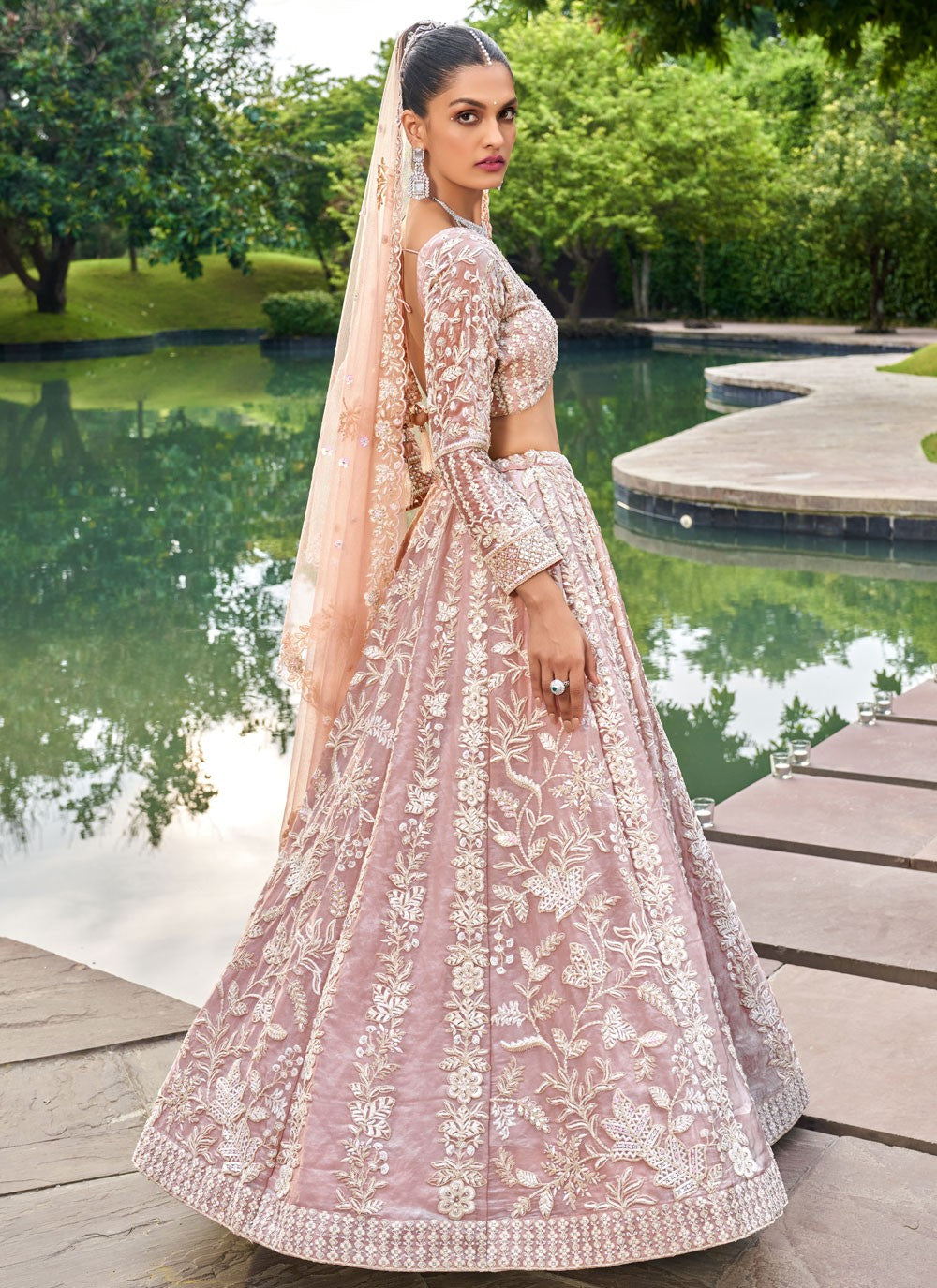 Embroidered Tissue A - Line Lehenga - L2421