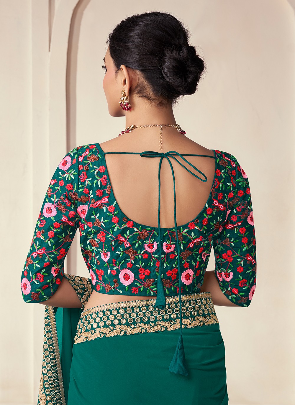 Trendy Sequins Organza Saree - S5261