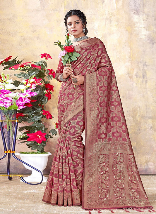 Classic Weaving Zari Organza Saree - S3030