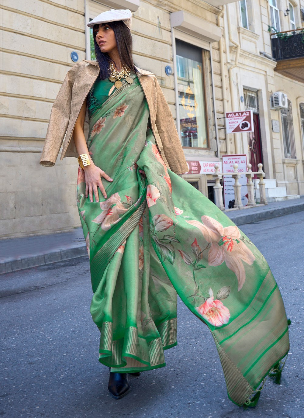 Classic Printed Organza Saree - S3081