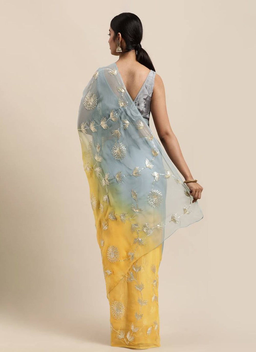 Gota Patti Organza Yellow Trendy Saree S14994