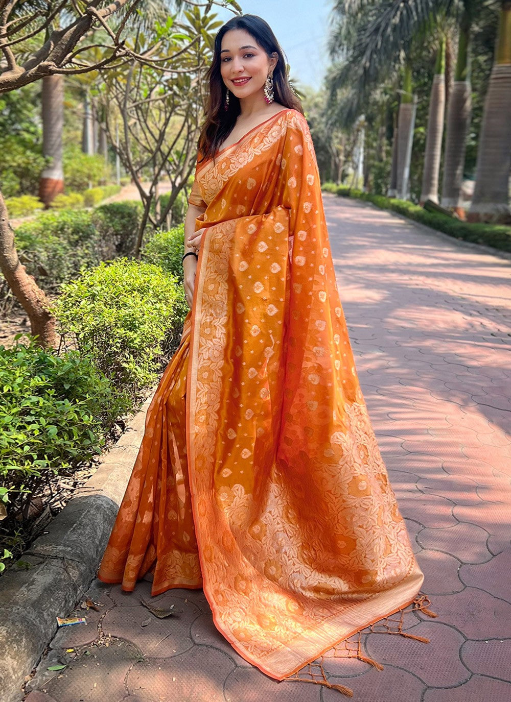 Contemporary Woven Organza Saree - S8057