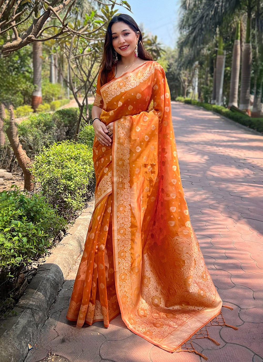 Contemporary Woven Organza Saree - S8057