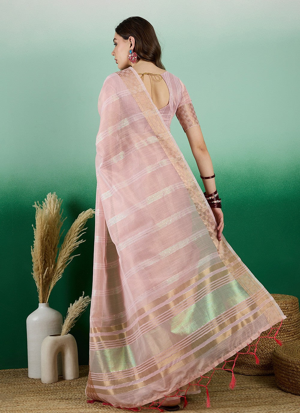 Classic Woven Khadi, Organza Saree - S7260