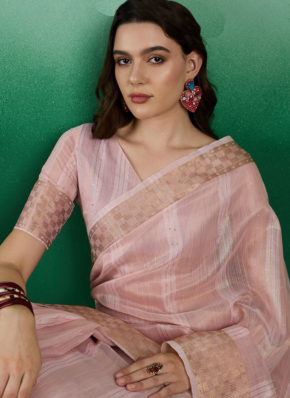 Classic Woven Khadi, Organza Saree - S7260