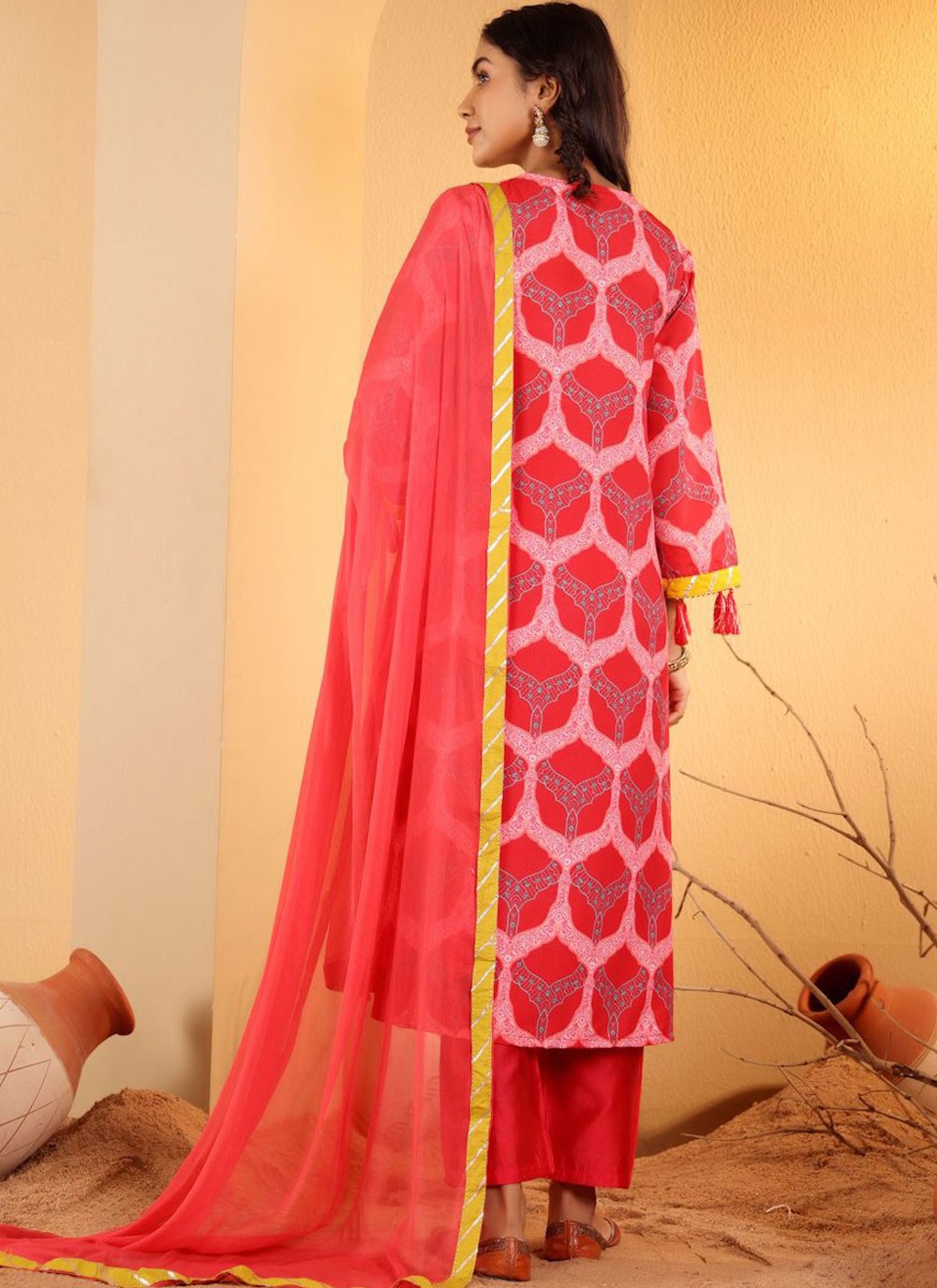 Salwar Suit Embroidered Pink Blended Cotton T5121