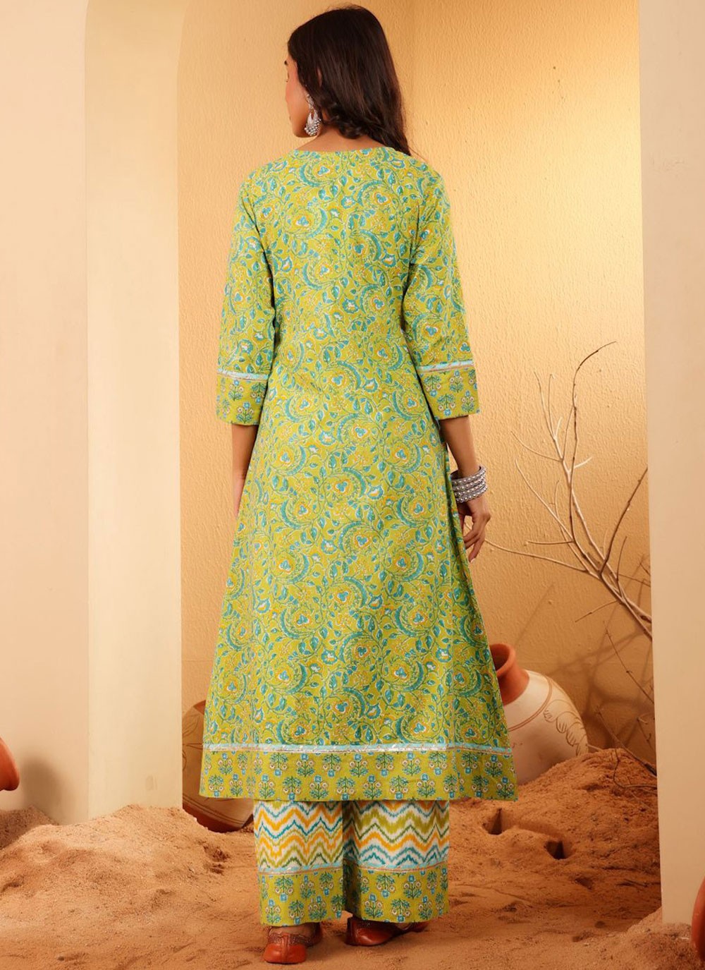 Salwar Suit Mirror Green Cotton T5118