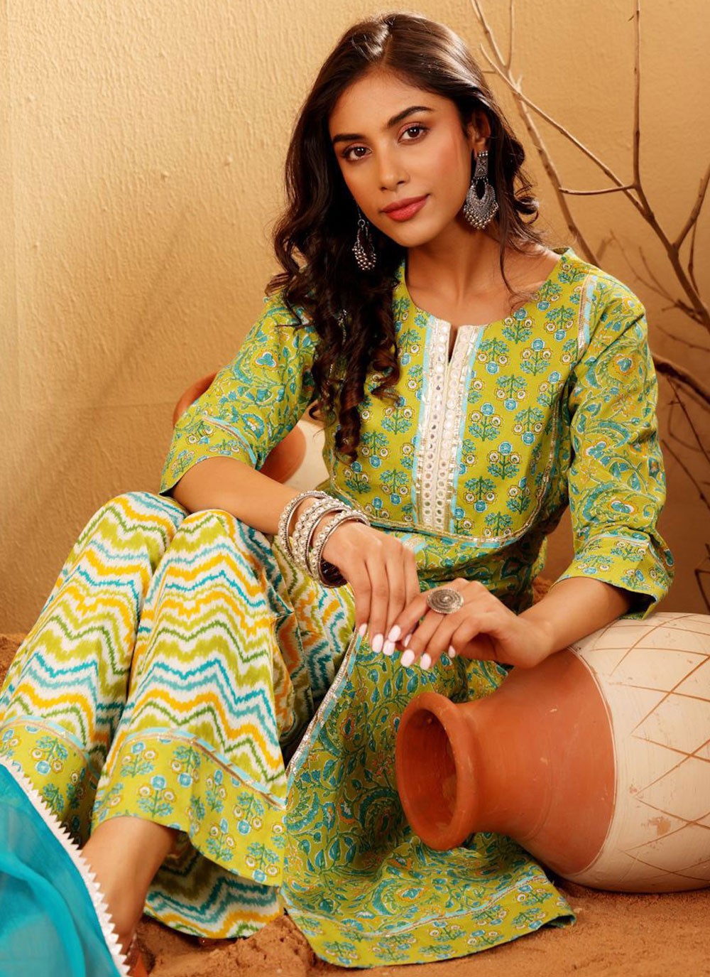 Salwar Suit Mirror Green Cotton T5118