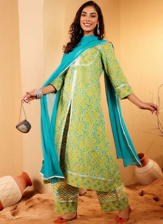 Salwar Suit Mirror Green Cotton T5118