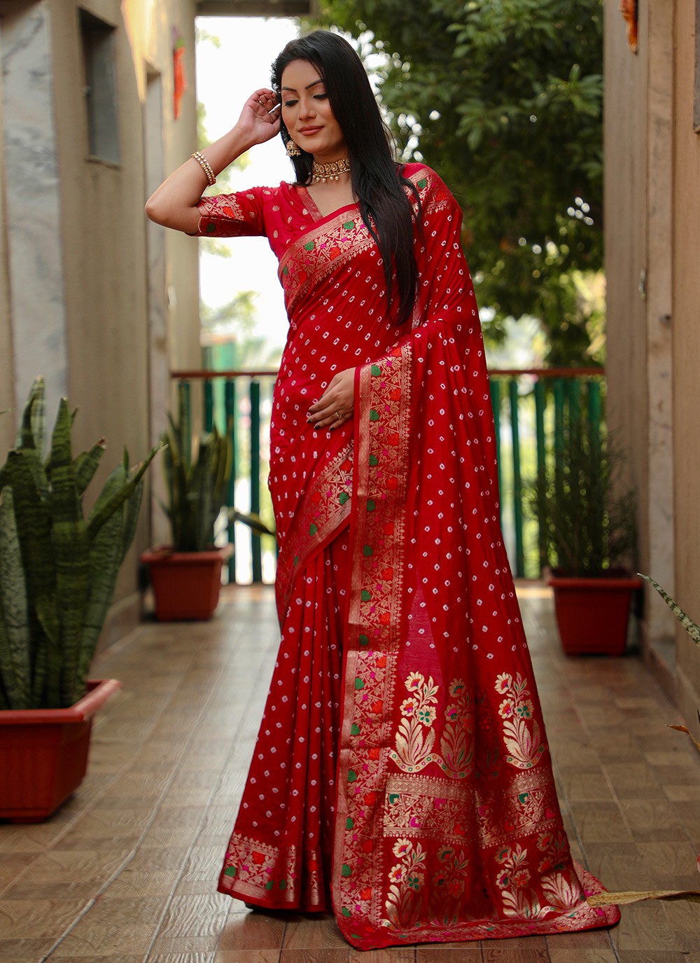 Traditional Bandhej Paithni, Silk Saree - S8842