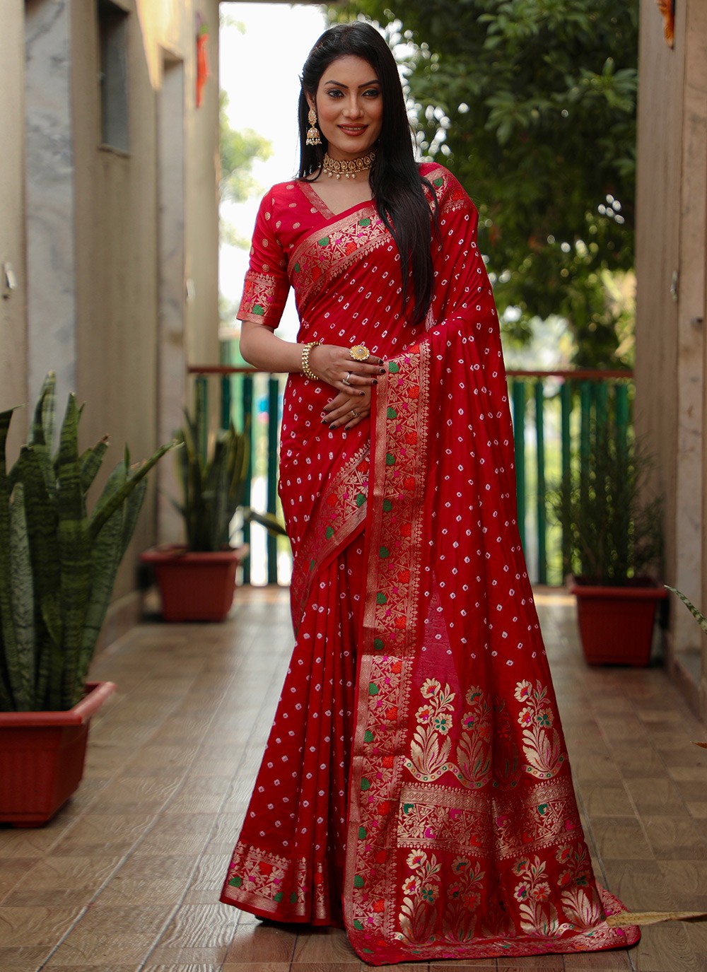 Traditional Bandhej Paithni, Silk Saree - S8842