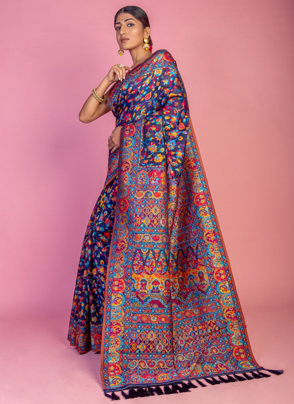 Classic Weaving Zari Pashmina Saree - S6940