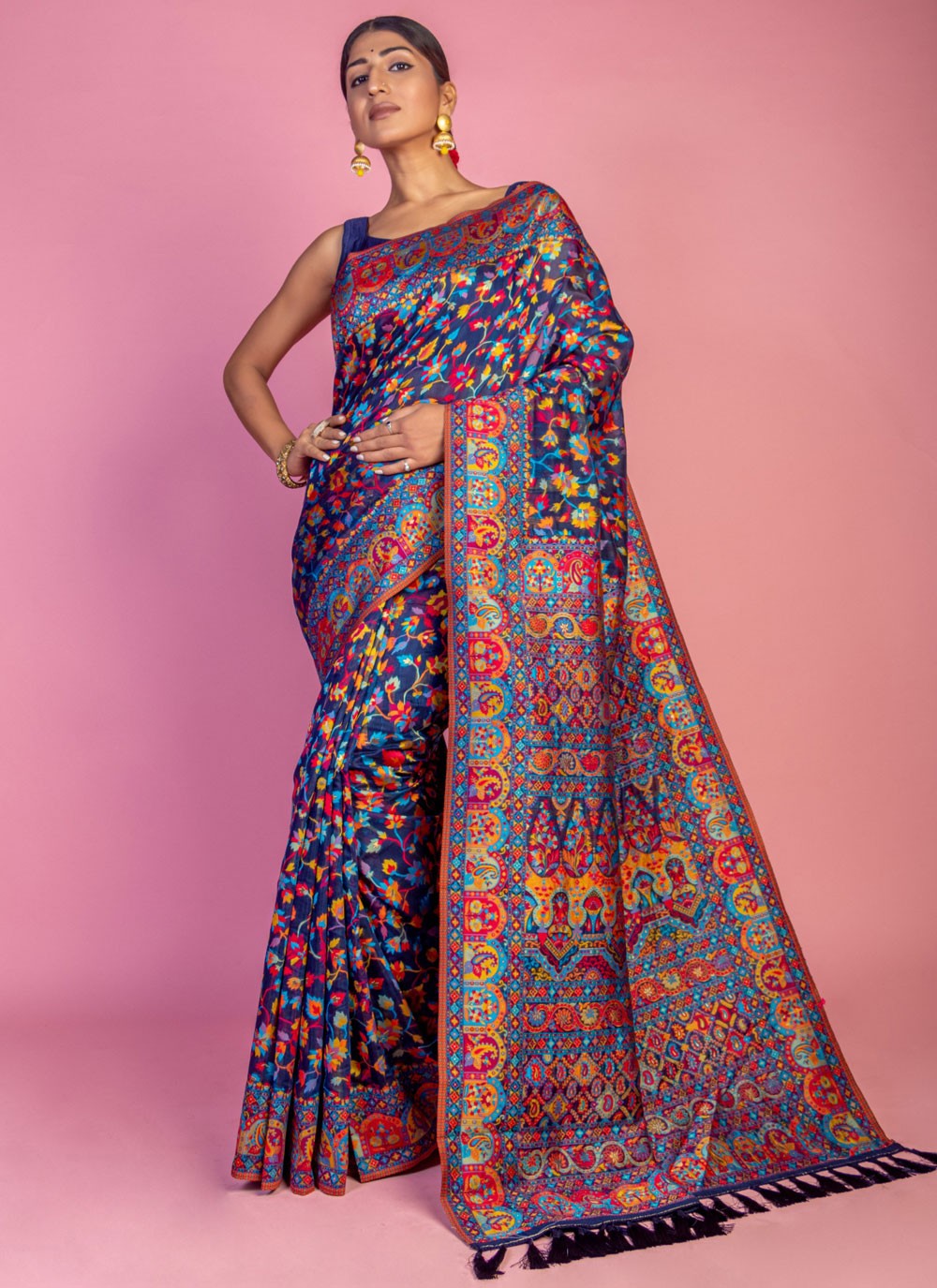 Classic Weaving Zari Pashmina Saree - S6940