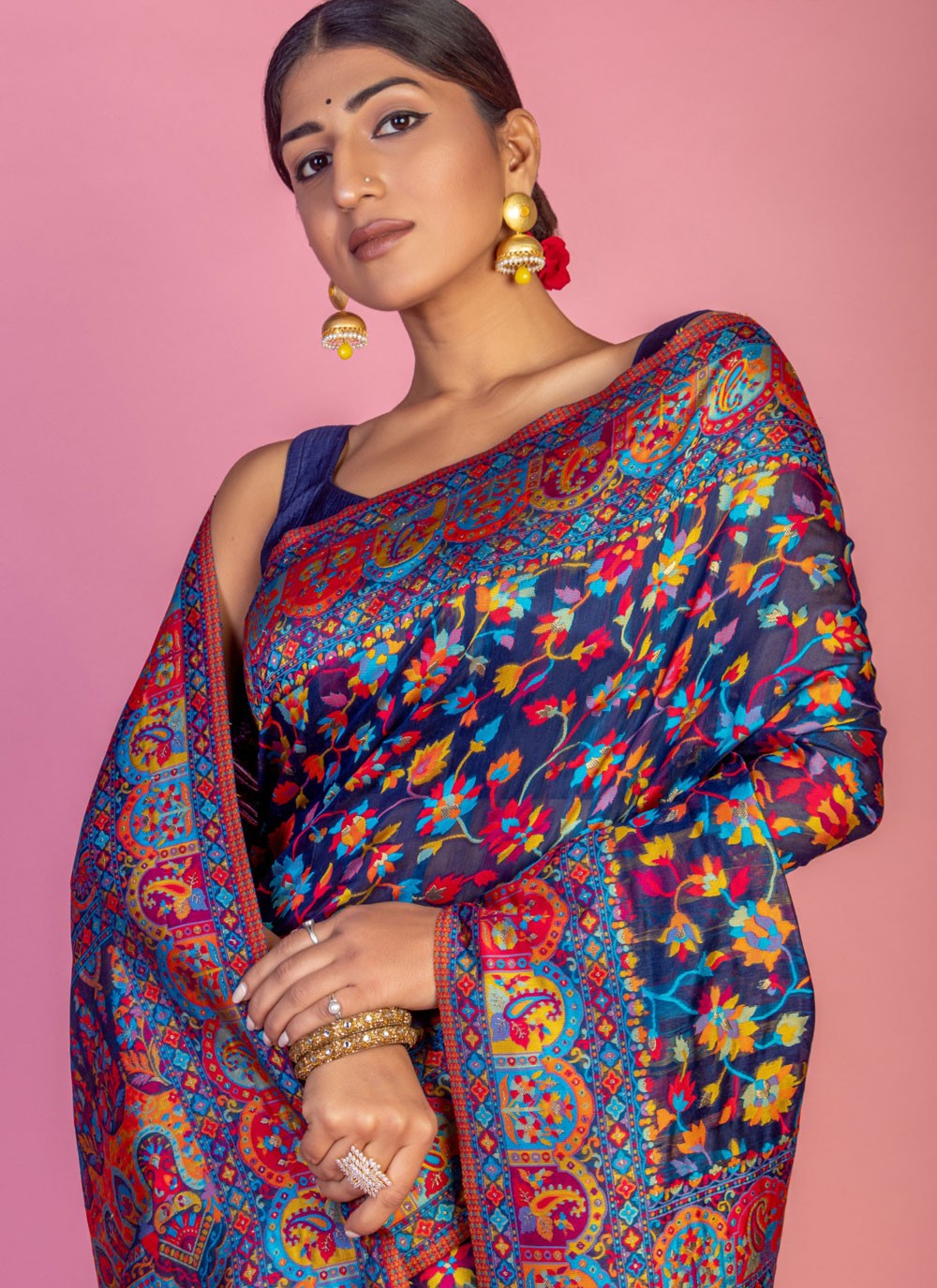 Classic Weaving Zari Pashmina Saree - S6940
