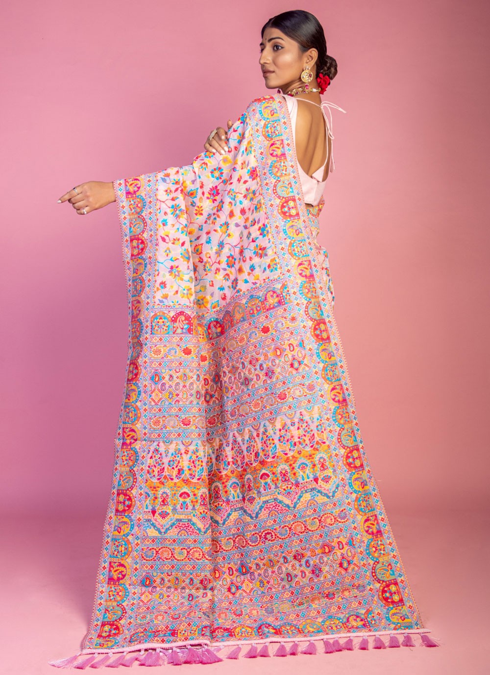 Classic Weaving Zari Pashmina Saree - S6940