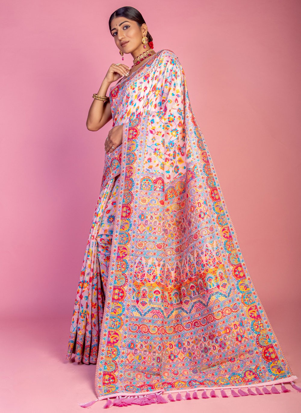 Classic Weaving Zari Pashmina Saree - S6940