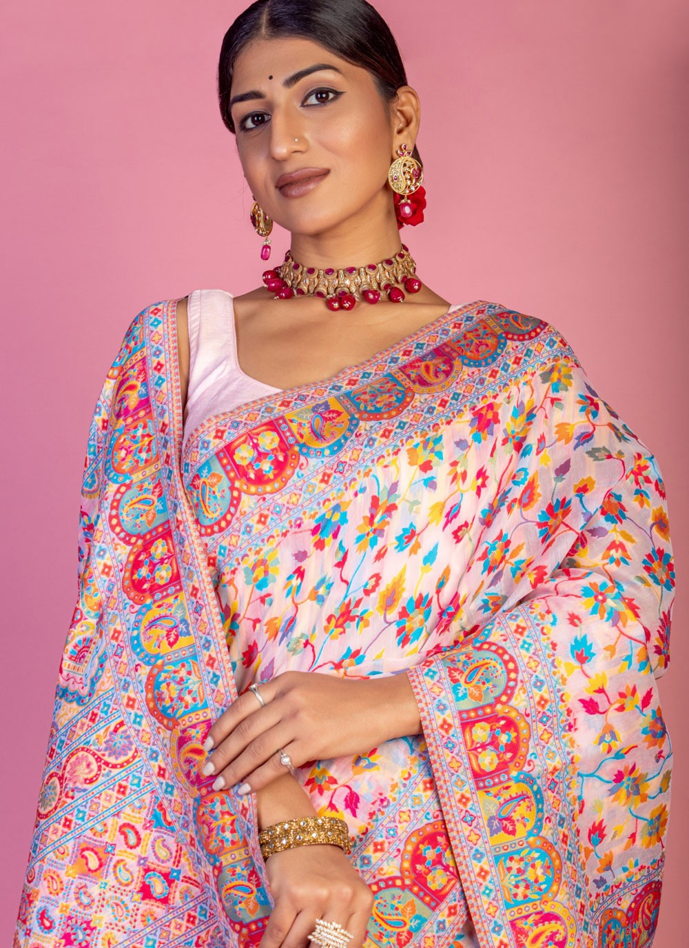 Classic Weaving Zari Pashmina Saree - S6940