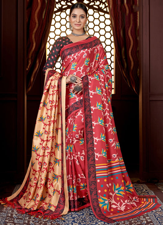 Classic Digital Print Pashmina Saree - S4246