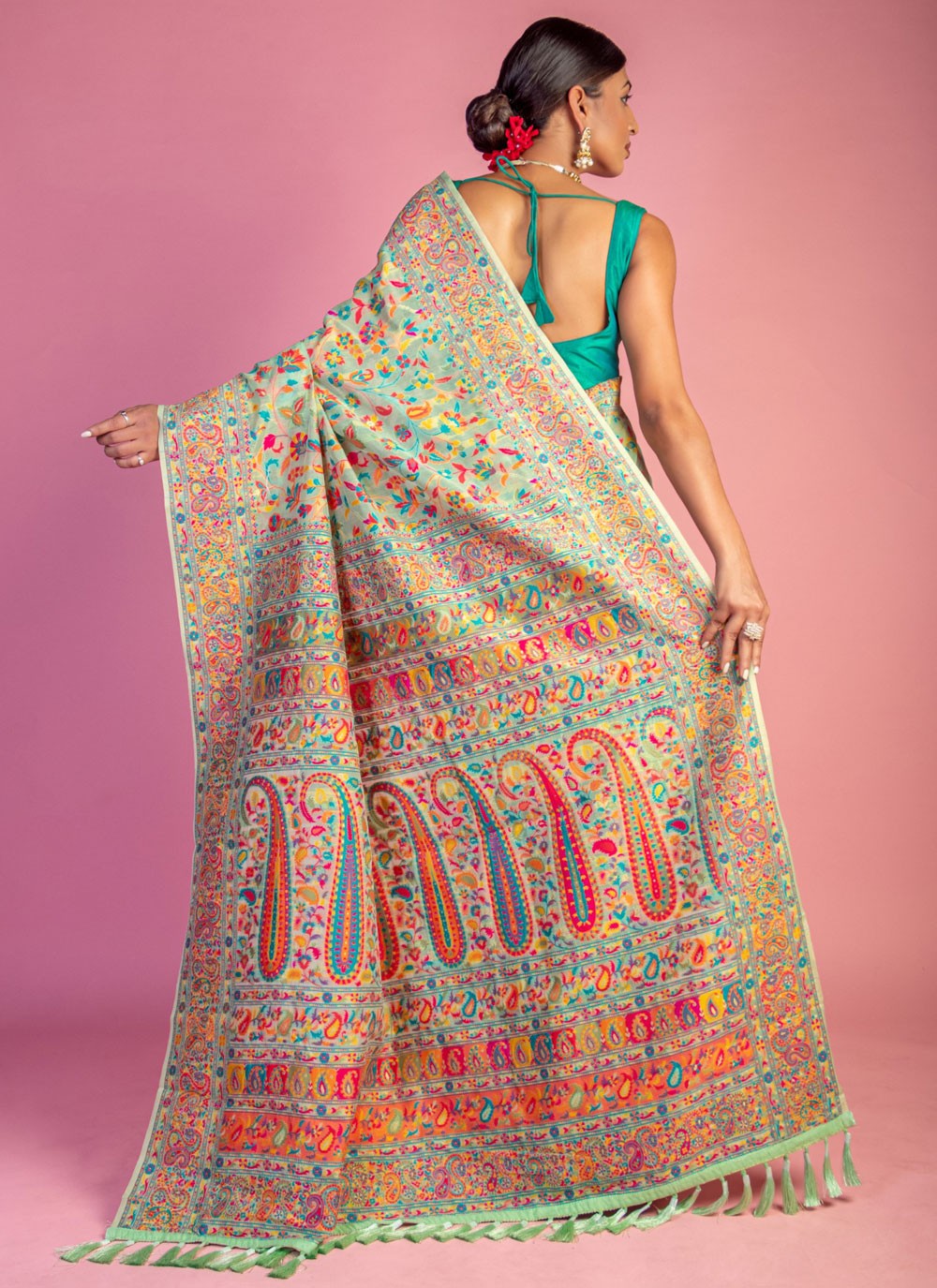 Classic Weaving Zari Pashmina Saree - S6805