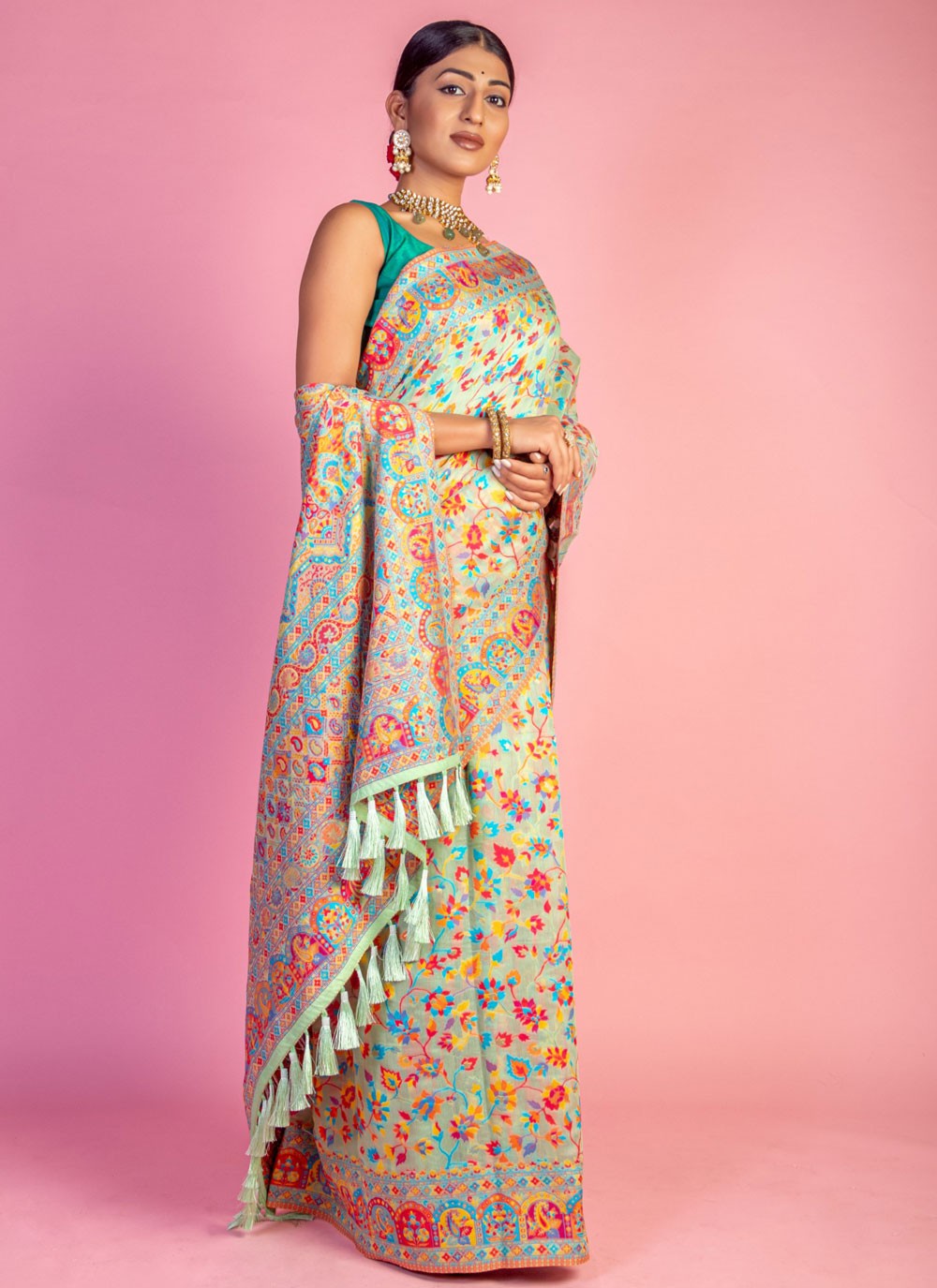 Classic Weaving Zari Pashmina Saree - S6940