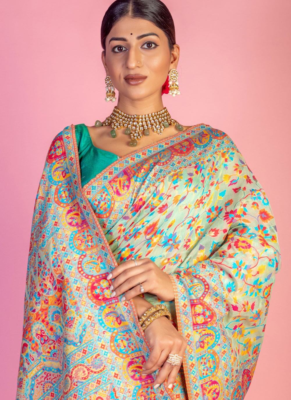 Classic Weaving Zari Pashmina Saree - S6940