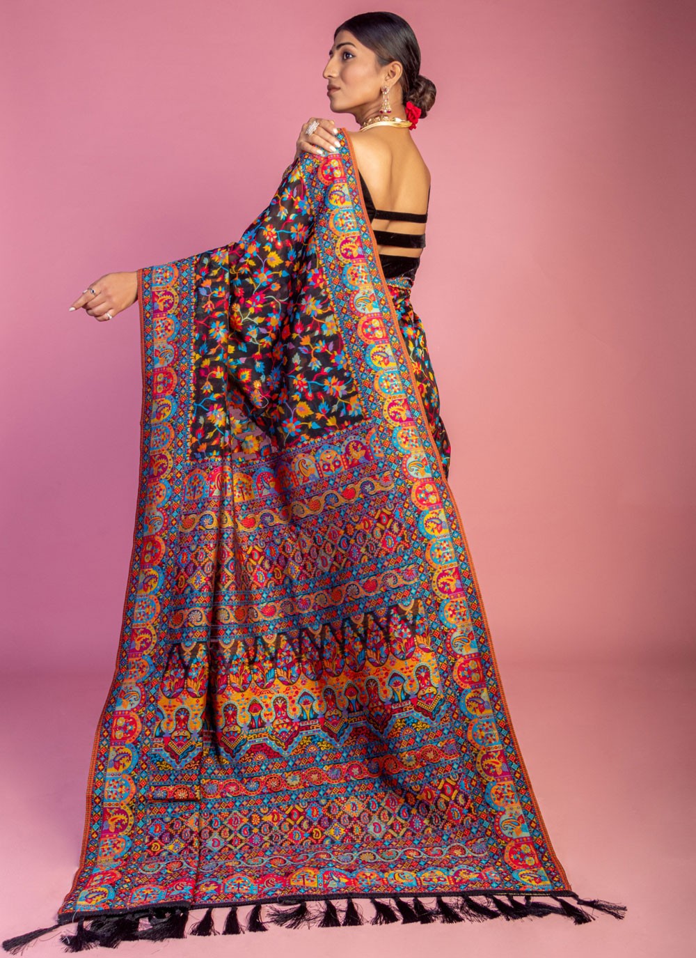 Classic Weaving Zari Pashmina Saree - S6940