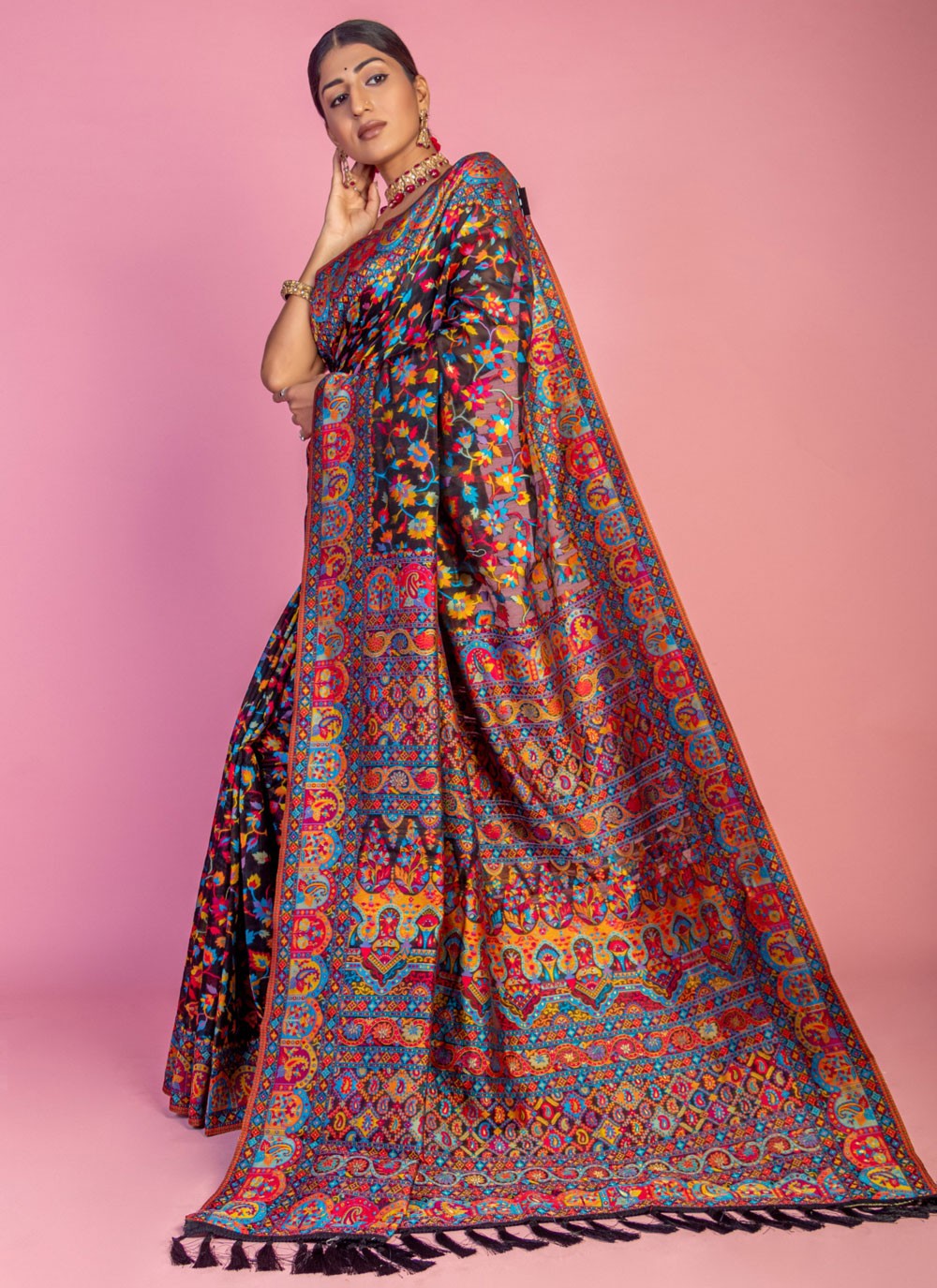 Classic Weaving Zari Pashmina Saree - S6940