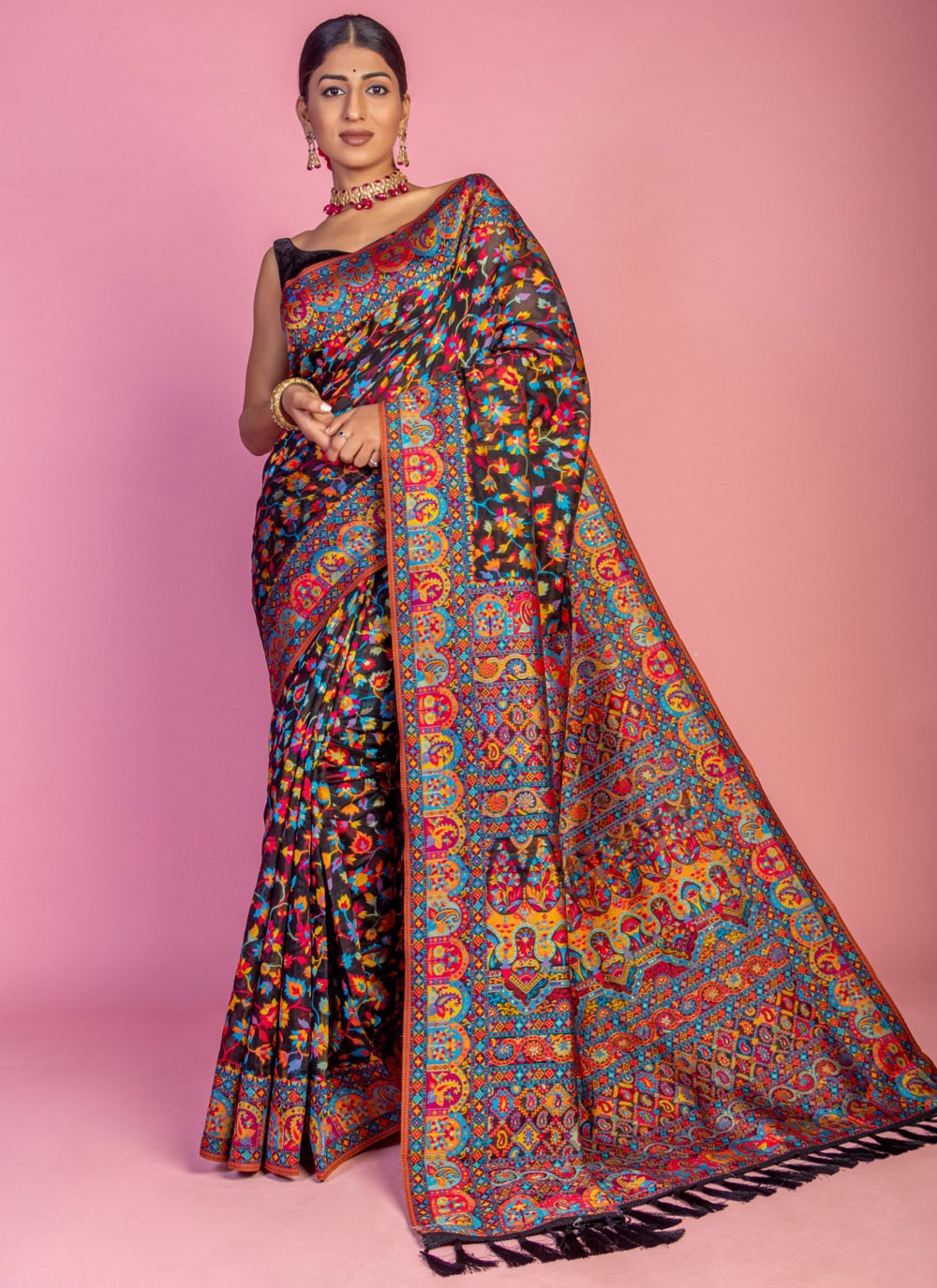 Classic Weaving Zari Pashmina Saree - S6940