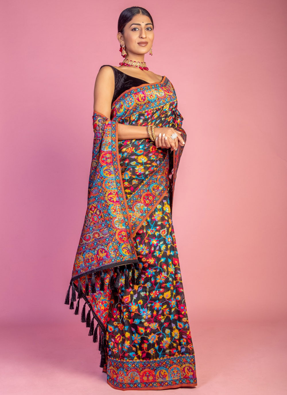 Classic Weaving Zari Pashmina Saree - S6940