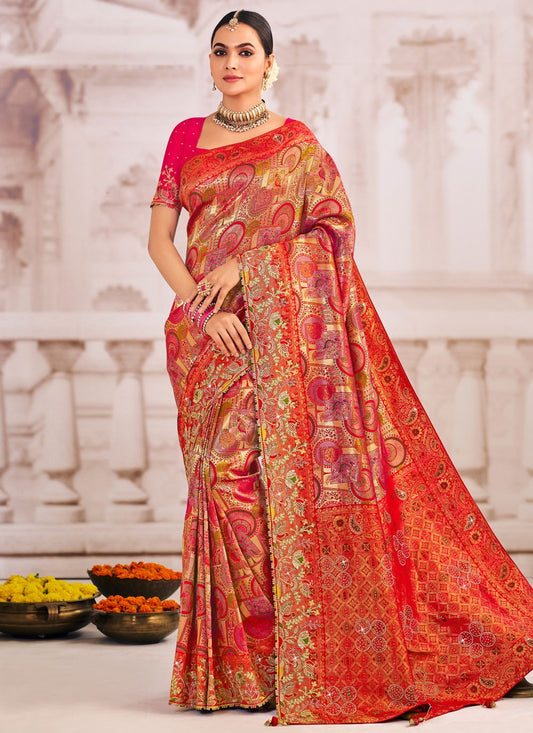 Multi Colour Silk Classic Saree Embroidered, Patch Border S19983