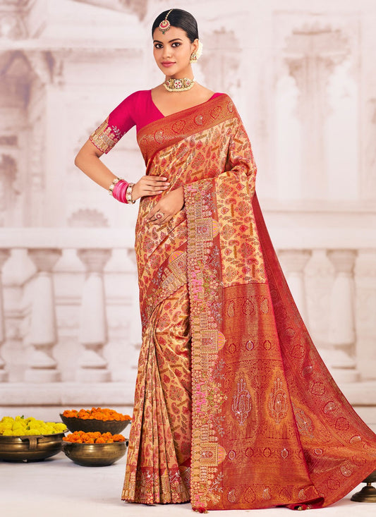 Multi Colour Silk Traditional Saree Embroidered, Patch Border S19986