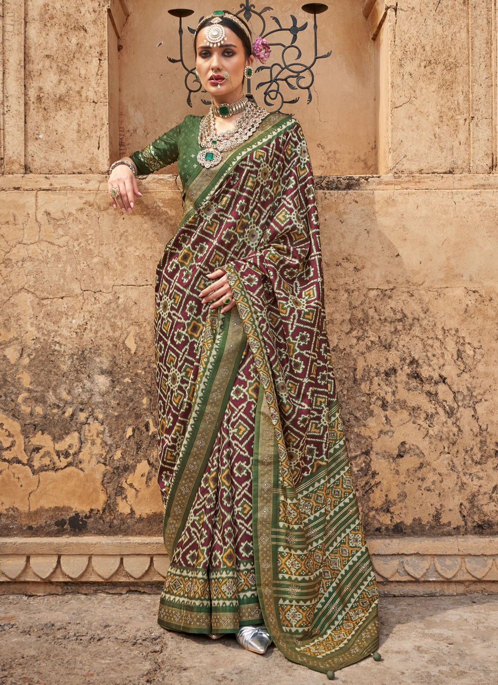 Multi Colour Patola Silk Classic Saree Patola Print S20279