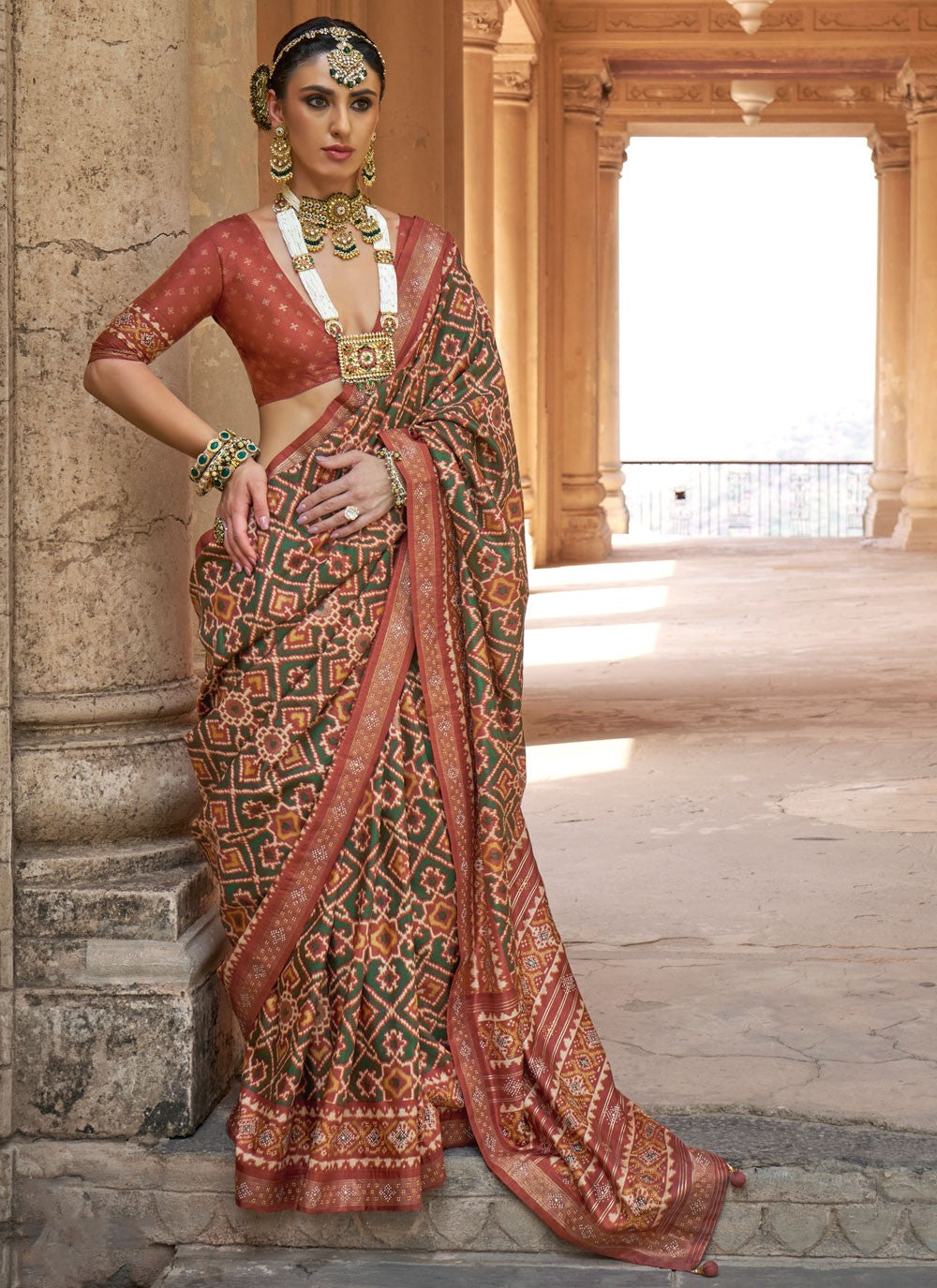 Multi Colour Patola Silk Contemporary Saree Patola Print S20276
