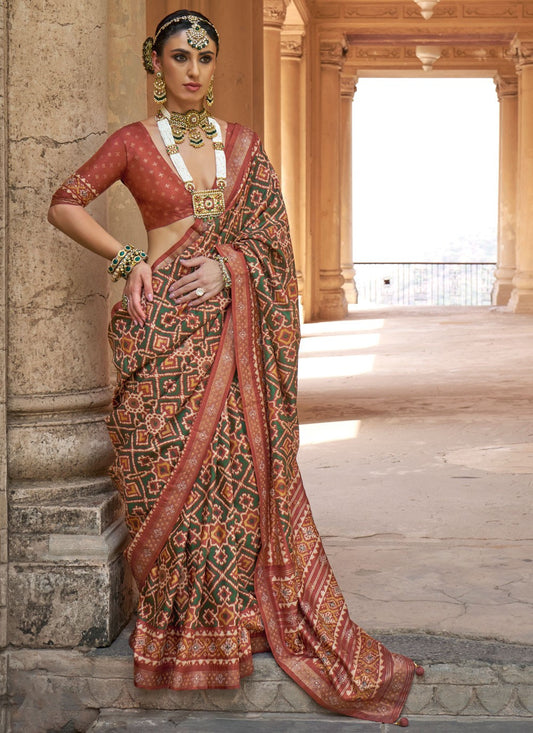 Multi Colour Patola Silk Contemporary Saree Patola Print S20276