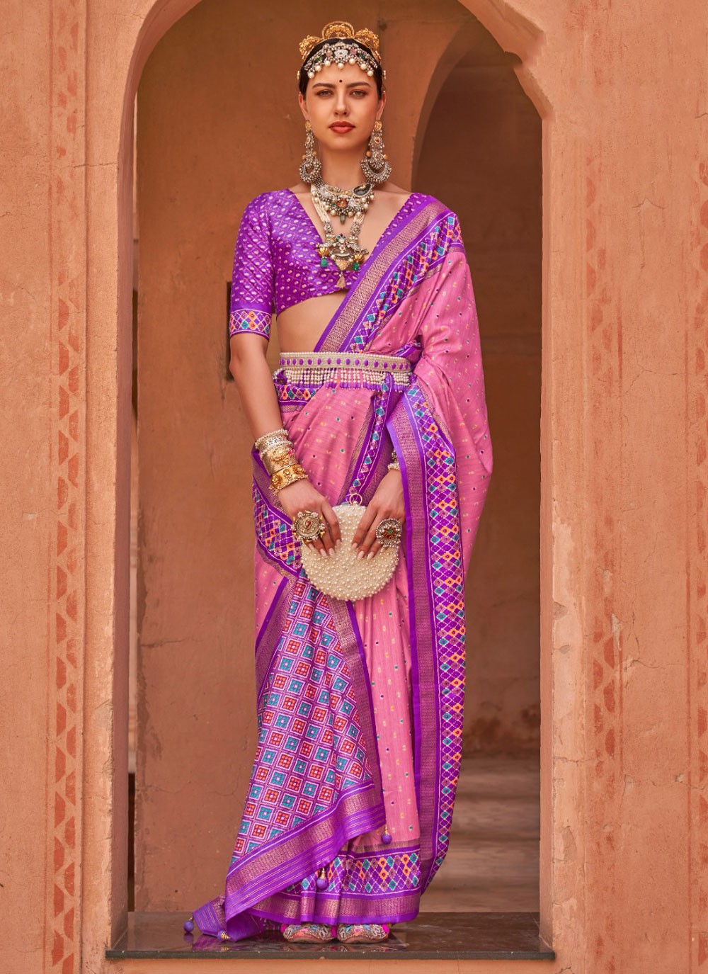 Traditional Patola Print Silk Saree - S3036