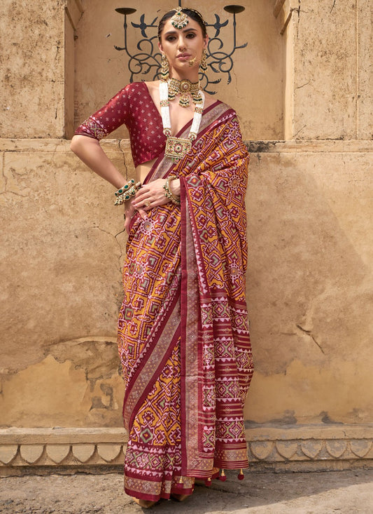 Multi Colour Patola Silk Trendy Saree Patola Print S20277