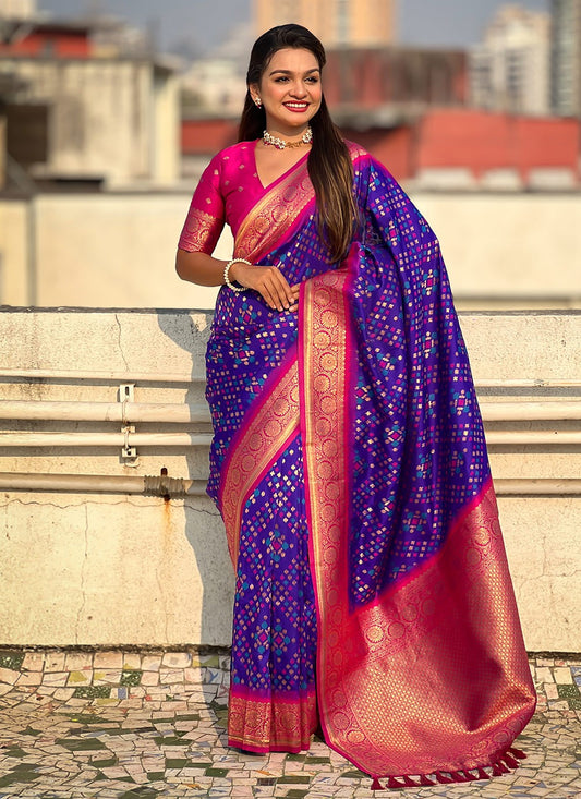 Zari Patola Silk Blue Saree S14753