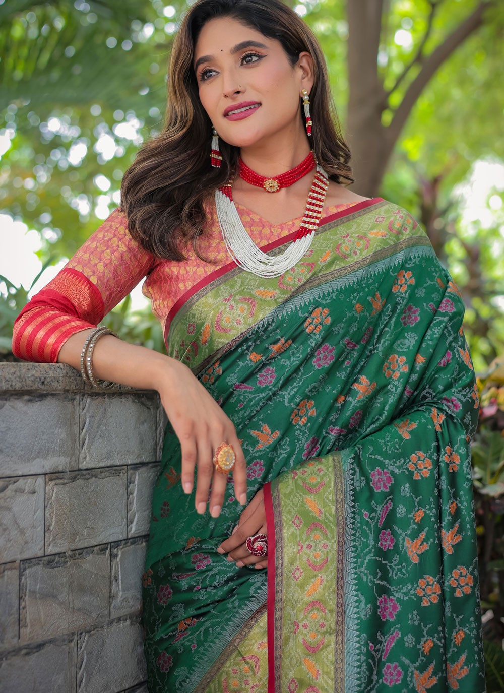 Designer Woven Green Patola Silk Saree S12440