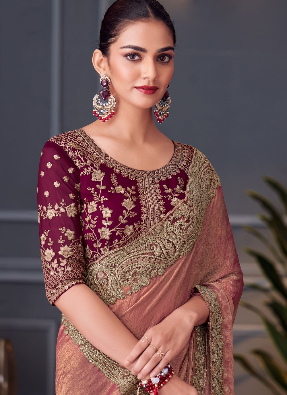 Peach Silk Classic Saree Border Work, Cut Work, Embroidered, Zari S16687