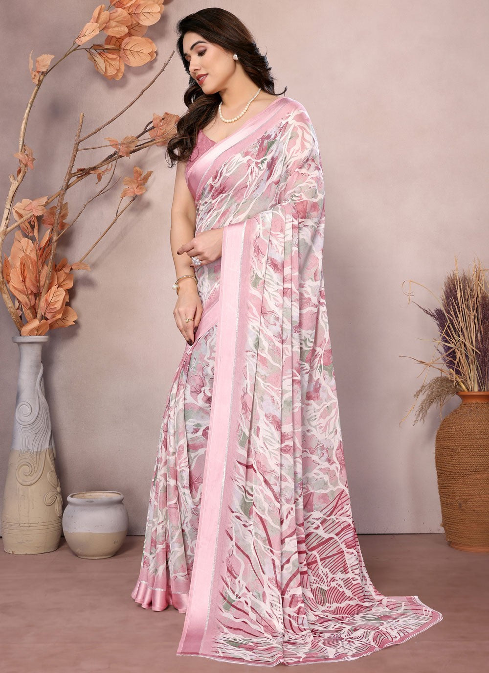 Printed Satin Saree - S12222