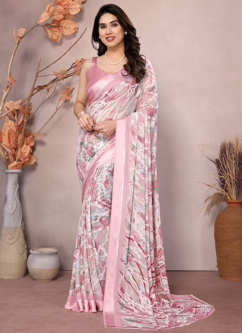 Printed Satin Saree - S12222