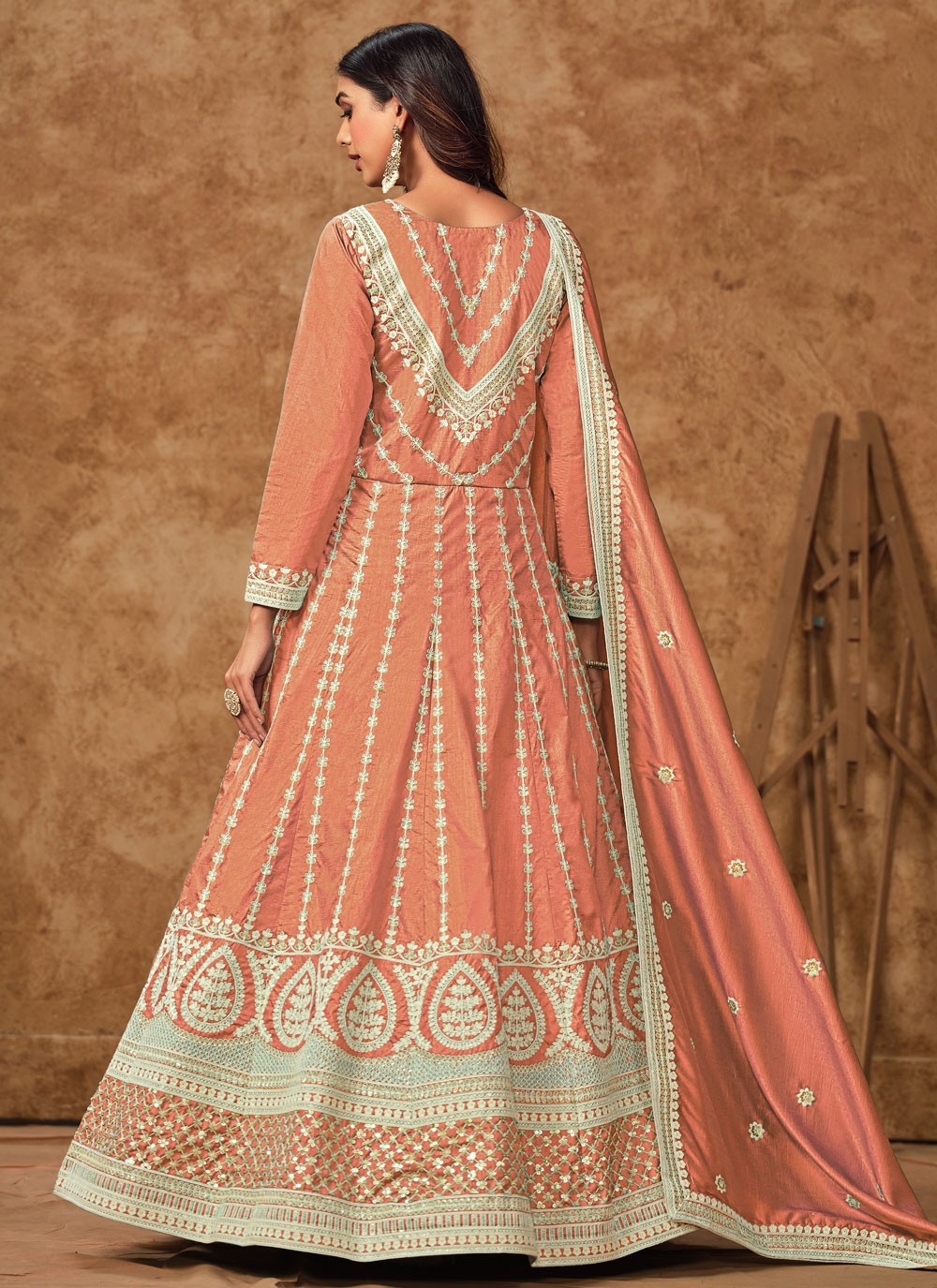 Embroidered Pure Dola Gown - G1917