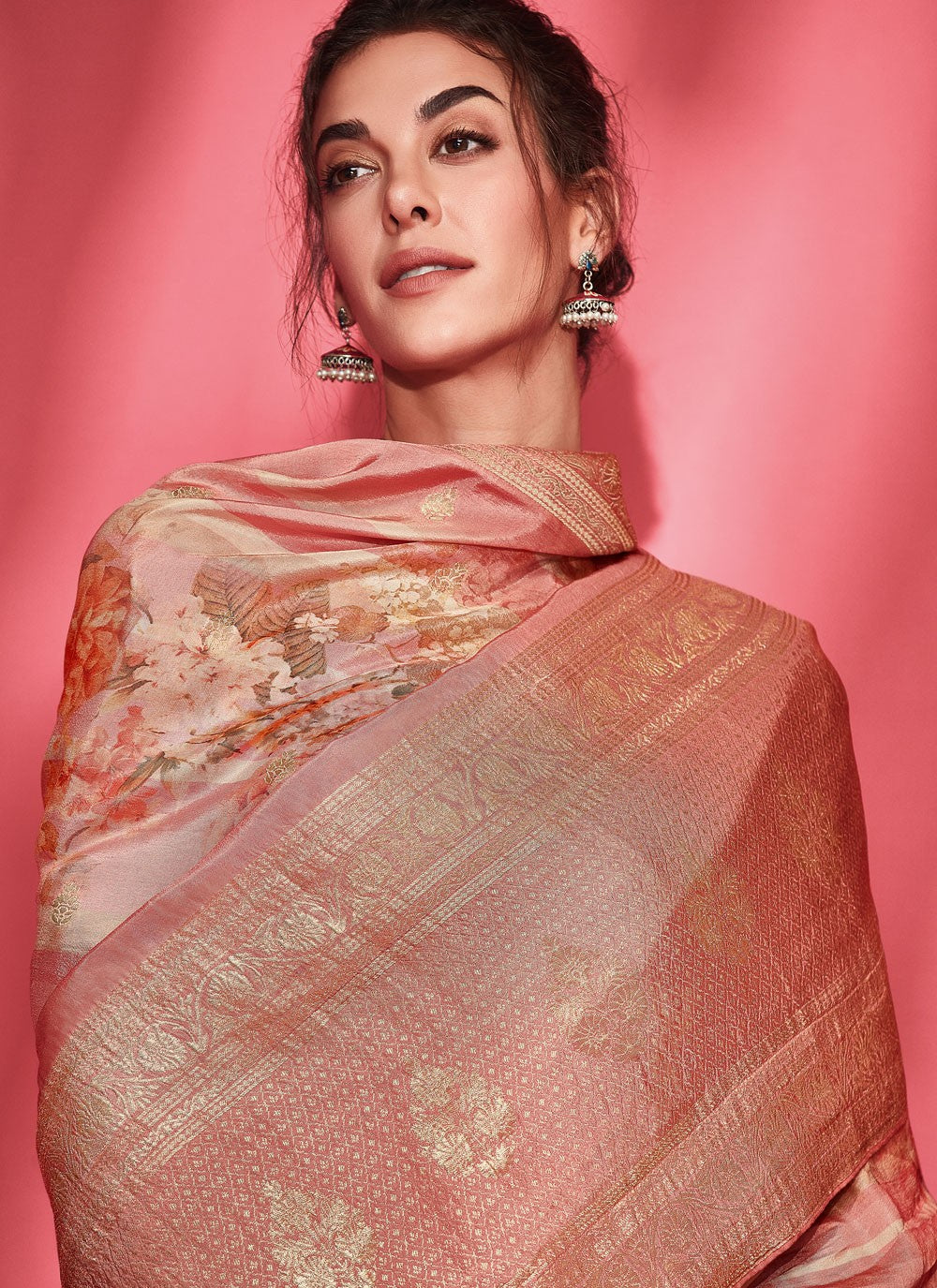 Classic Digital Print Viscose Saree - S4384