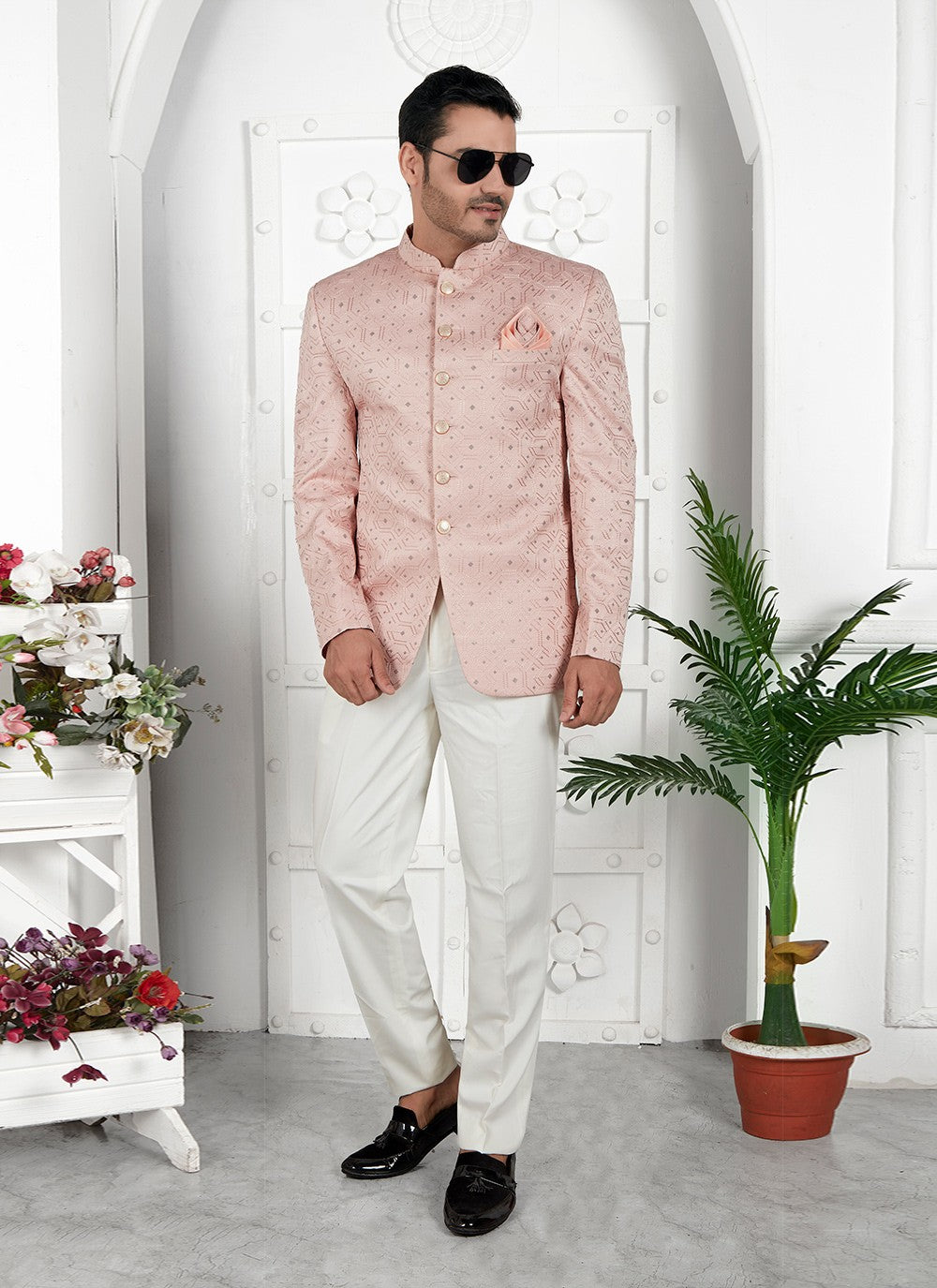 Fancy Work Art Silk Peach Jacket Style - M6643