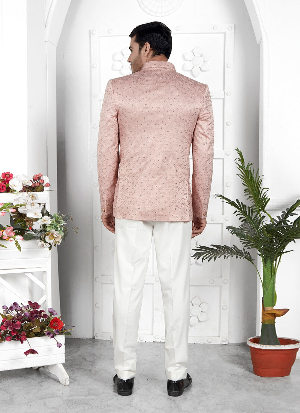 Fancy Work Art Silk Peach Jacket Style - M6643
