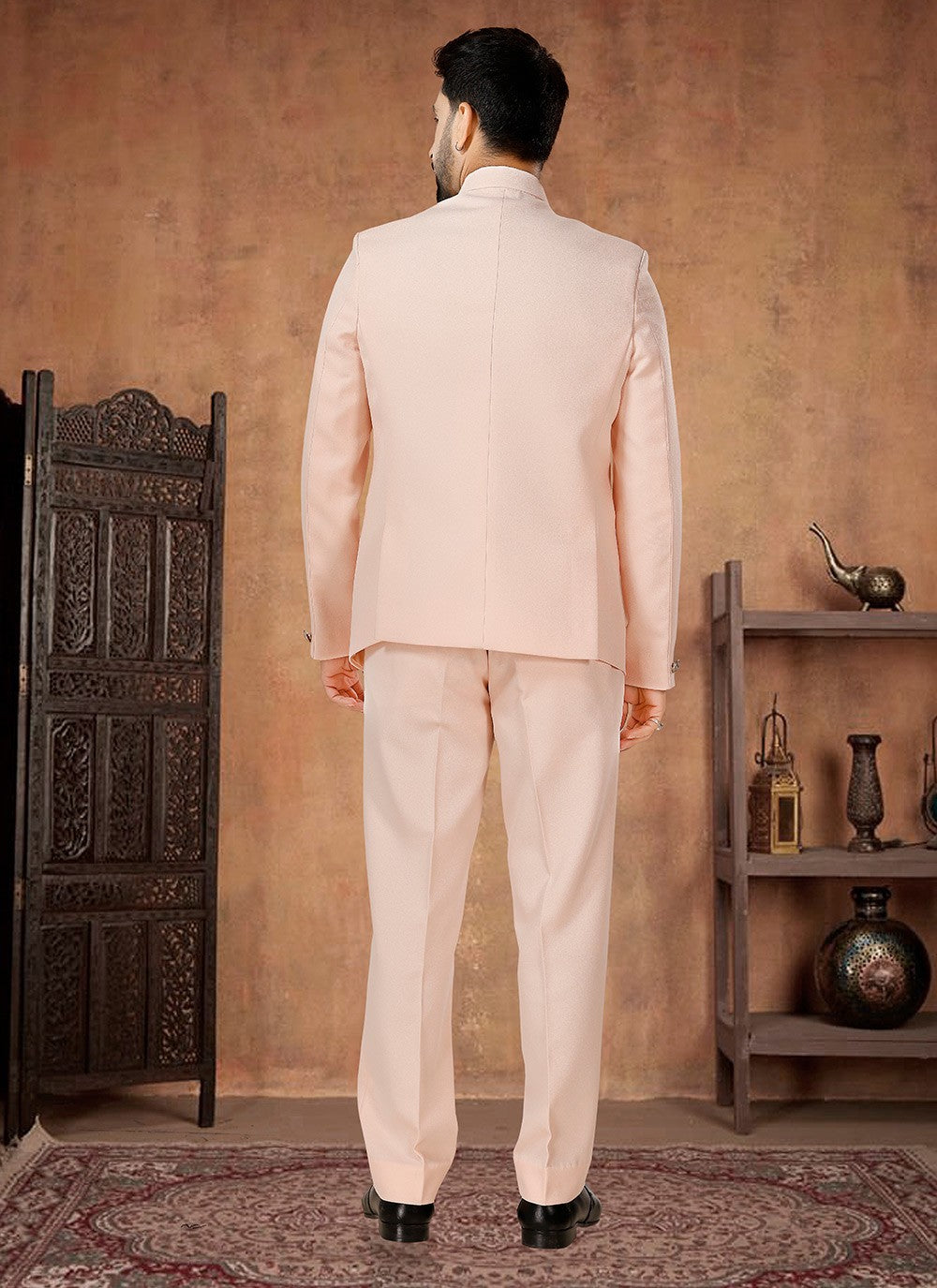 Buttons Rayon Peach Jodhpuri Suit - M7071