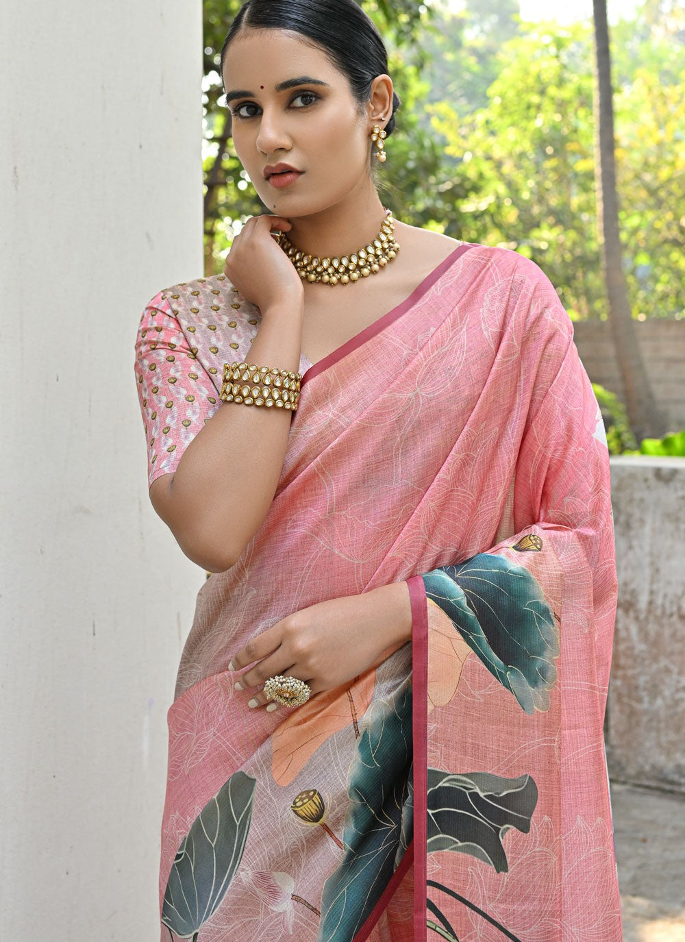 Classic Floral Printed Cotton Silk Saree - S6495